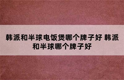 韩派和半球电饭煲哪个牌子好 韩派和半球哪个牌子好